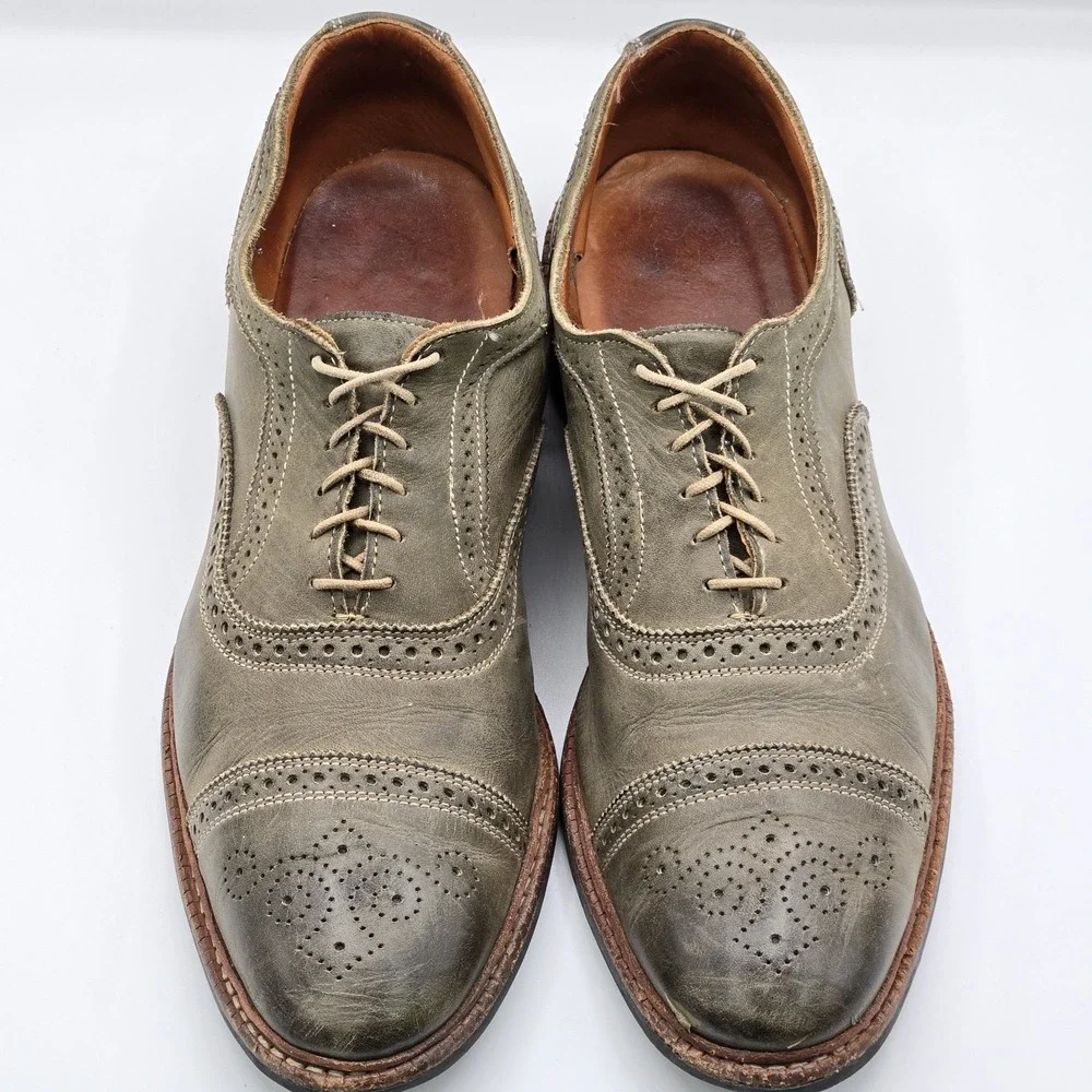 Allen Edmonds Mens 15 Olive Green Cap Toe Brogue Oxford Dress Shoes Dainite USA